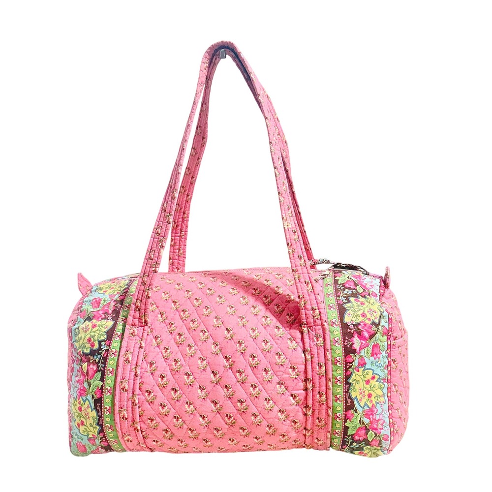 Vera Bradley Vintage Retired Pink Pansy Floral Quilted Cotton Duffle Bag Handbag
